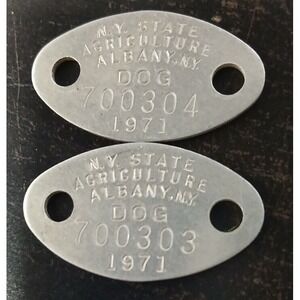 Dog License lot connected numbers Tax Tag Agriculture Albany New York NY 1971